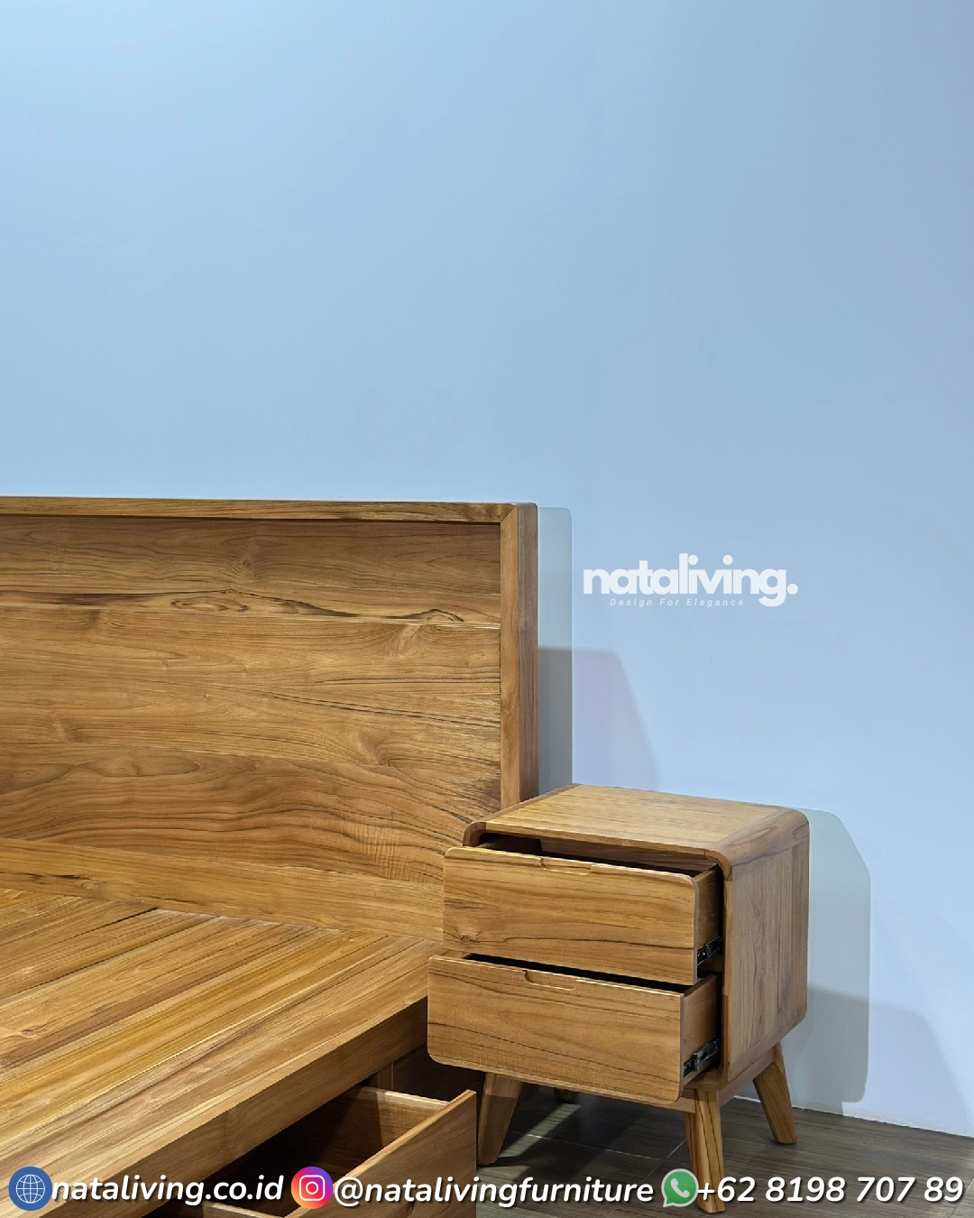 Tempat Tidur Jati Minimalis Modern – Dipan Jati Jepara Set Nakas - Image 5