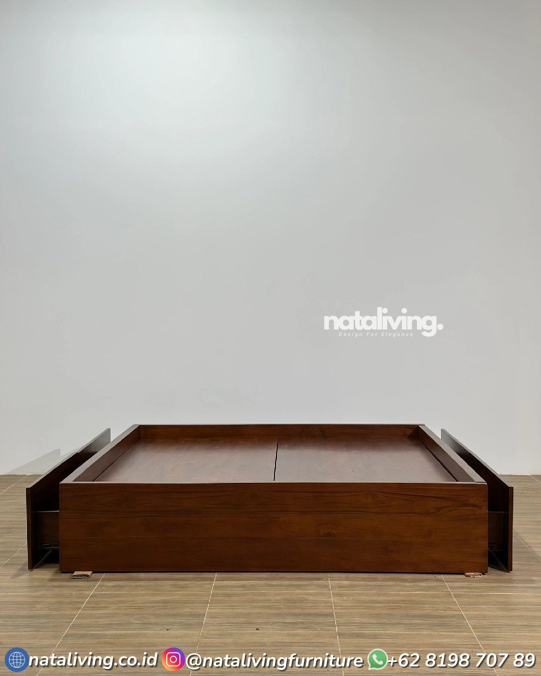 Alexa Tempat Tidur Jati Modern 4 Laci Lesehan Alas Full Kayu