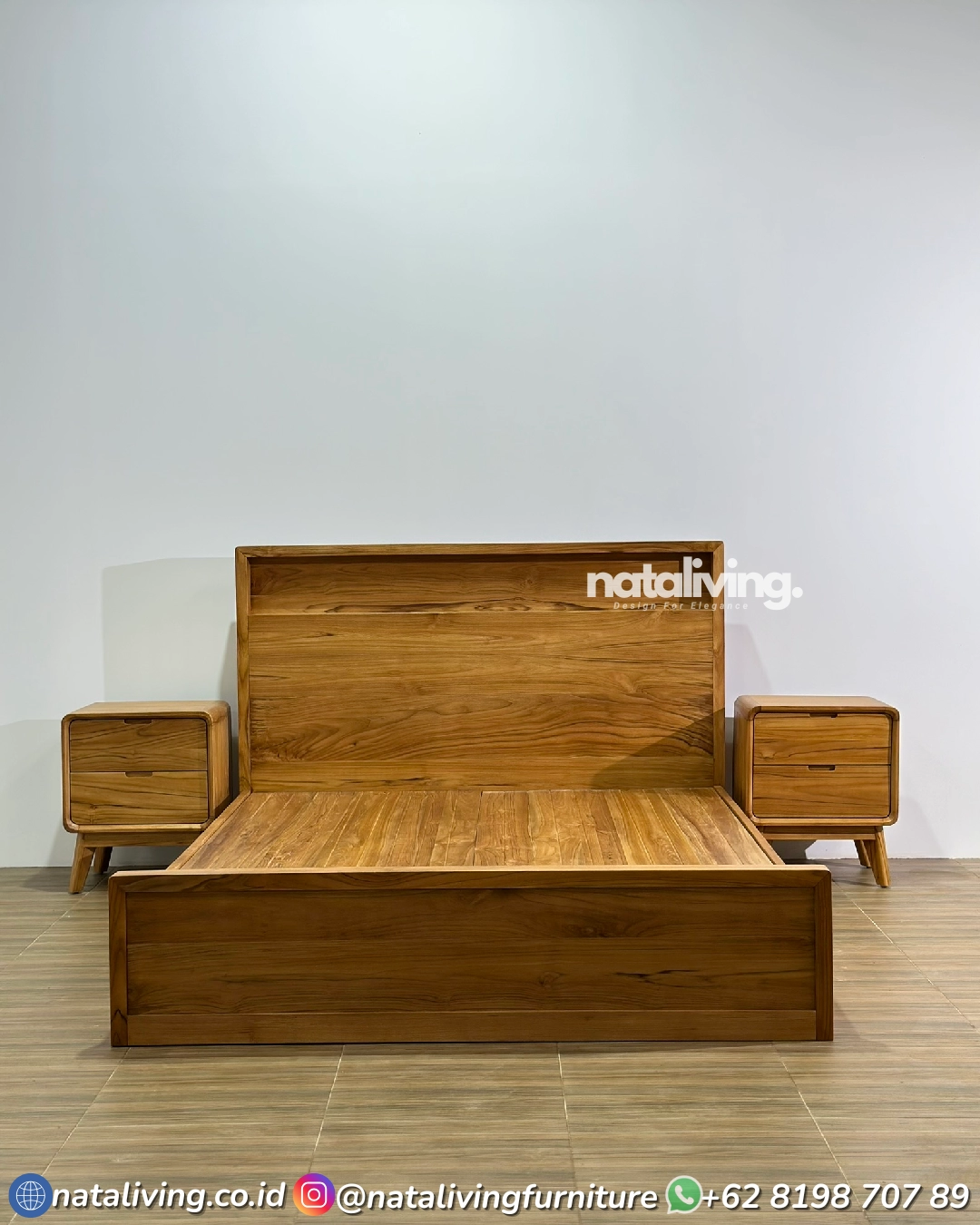 Tempat Tidur Jati Minimalis Modern – Dipan Jati Jepara Set Nakas - Image 3