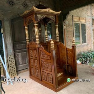 Mimbar kayu jati ukiran pintu depan mimbar masjid kubah terbaru - DP nataliving furniture