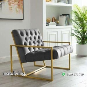Kursi santai rangka besi finishing gold dudukan busa tebal nataliving furniture
