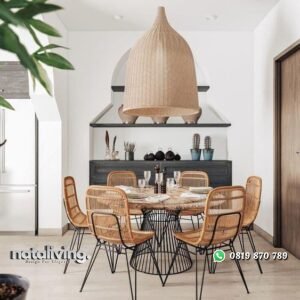Kursi makan rotan alami kaki besi kursi makan rotan terbaik nataliving furniture