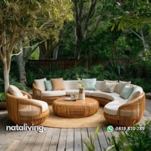 Sofa rotan outdoor jumbo terbaru set sofa rotan sintetis mewah nataliving furniture