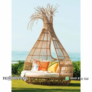 Kursi kerodong jumbo rotan alami full bantalan bangku unik nataliving furniture