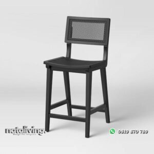 Kursi bar sandaran dan dudukan rotan kursi bar full black nataliving furniture