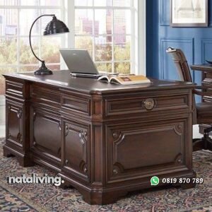 Meja direksi kayu jati terbaik meja kantor model antik nataliving furniture