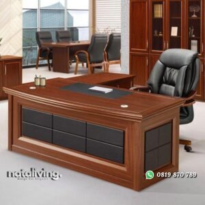 Meja kerja leter L meja kantor kayu jati terbaik nataliving furniture