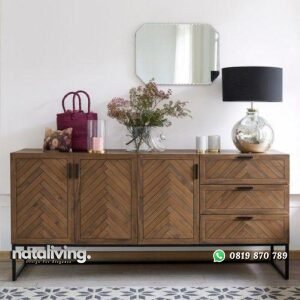 Bufet antik kayu jati kaki besi elegan tempat penyimpanan nataliving furniture