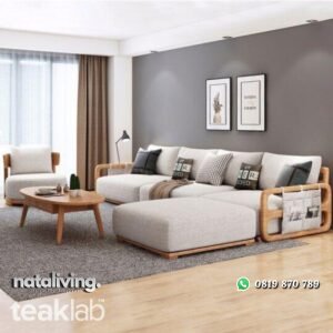 Sofa sudut kayu jati minimalis terbaru kursi tamu kekinian nataliving furniture