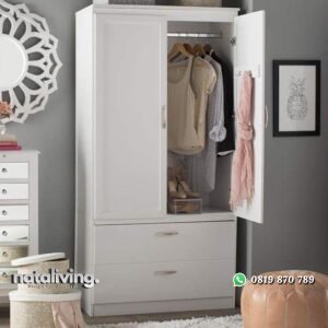 Lemari pakaian duco putih almari terbaru nataliving furniture