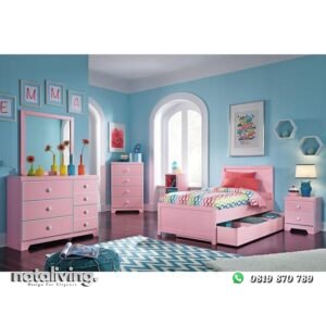 Set kamar terlengkap full duco pink tempat tidur minimalis nataliving furniture