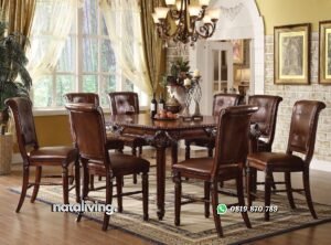 1 Set Meja Makan Jati Kursi Sofa nataliving furniture