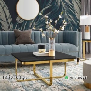Meja sofa stainles gold top marmer hitam meja tamu terbaik nataliving furniture