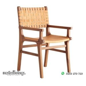 Kursi cafe kayu jati rajut kulit asli kursi cafe terbaru nataliving furniture