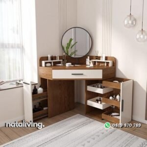 Meja rias terbaru kayu jati warna natural kombinasi duco nataliving furniture