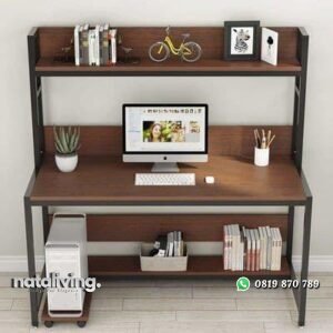 Meja kerja rangka besi top kayu jati terbaru meja belajar terbaik nataliving furniture