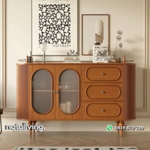 Bufet kayu jati terbaru dengan kaca bufet klasik minimalis nataliving furniture
