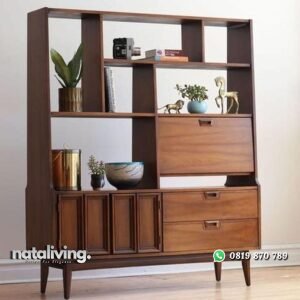 Partisi kayu jati terbaik rak buku terbaru modern nataliving furniture