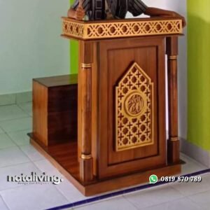 Mimbar minimalis kayu jati mimbar mushola terbaru nataliving furniture