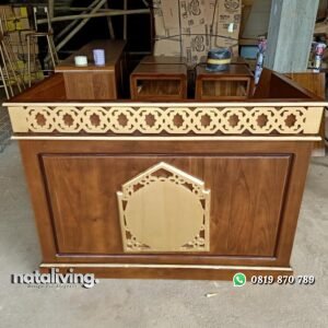 Meja ngaji kayu jati finishing natural kombinasi emas nataliving furniture