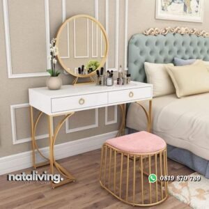 Meja rias duco terbaru kombinasi besi finishing gold nataliving furniture