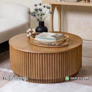 Meja tamu bundar salur terbaru coffe table modern nataliving furniture