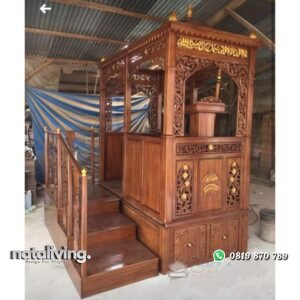 Mimbar masjid tingkat kayu jati mimbar terbaik nataliving furniture