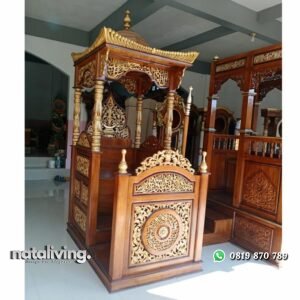 Mimbar masjid kubah kayu jati mimbar besar terbaik nataliving furniture