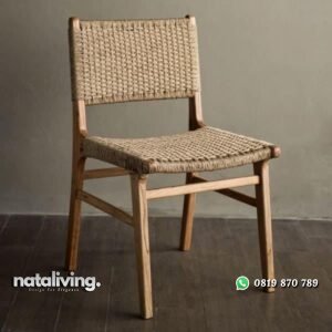 Kursi cafe kayu jati terbaru dudukan dan sandaran rajutan nataliving furniture