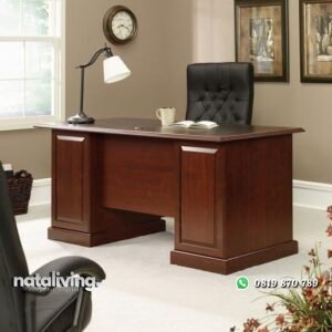 Meja direksi terbaik meja kantor kayu jati model klasik nataliving furniture