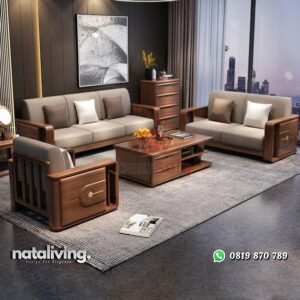 Set kursi tamu kayu jati terbaru kursi tamu bantalan tebal nataliving furniture