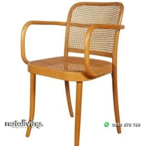 Kursi cafe lengkung kayu jati kombinasi rotan alami nataliving furniture