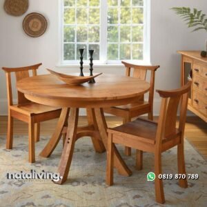 Kursi makan meja bundar terbaru kayu jati tpk terbaik nataliving furniture