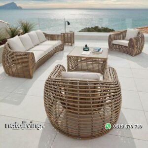 Set tamu outdoor rotan sintetis model unik kursi outdoor nataliving furniture