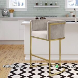 Kursi bar besi finishing gold kursi bar terbaru lengkung nataliving furniture