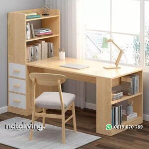 Meja belajar kayu jati finishing muda meja belajar modern nataliving furniture