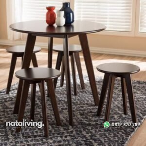 Kursi makan kayu jati bundar kursi makan simple nataliving furniture