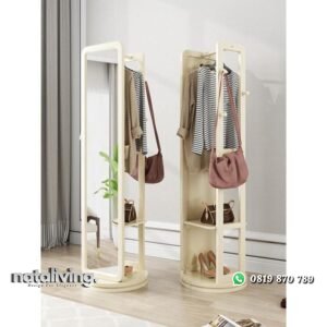 Cermin berdiri putar finishing duco putih cermin elegan terbaik nataliving furniture