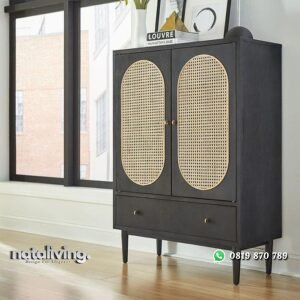 Bufet terbaru kombinasi rotan finishing abu abu nataliving furniture