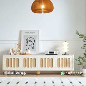 Credenza tv modern finishing duco kombinasi natural bufet tv elegan nataliving furniture
