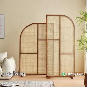 Sketsel jumbo kayu jati tua penyekat ruangan rotan alami nataliving furniture