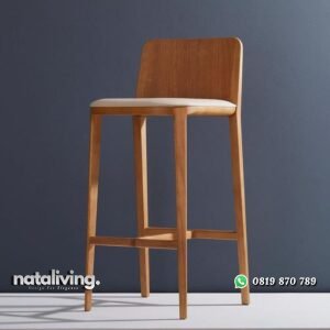 Kursi bar minimalis kayu jati dudukan empuk sandaran tebal nataliving furniture