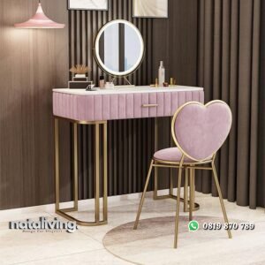 Meja rias kaki besi full jok top marmer tata rias artis terbaru nataliving furniture