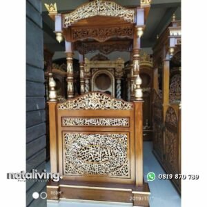 Mimbar masjid kayu jati full kaligrafi mimbar masjid terbaru nataliving furniture