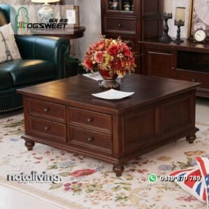 Meja tamu minimalis kayu jati meja tamu full laci nataliving furniture