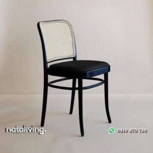 Kursi cafe kelvin kayu jati dudukan busa sandaran rotan alami nataliving furniture