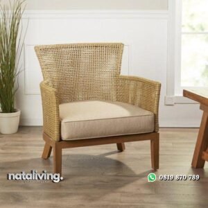 Kursi santai anayaman rotan alami dudukan busa tebal nataliving furniture