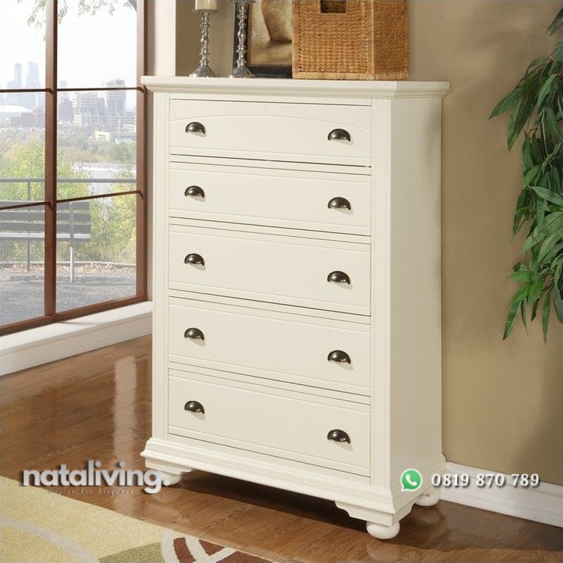 Nakas Jumbo 5 Laci “Putih” Cessy nataliving furniture 1 Nakas Jumbo 5 Laci “Putih” Cessy nataliving furniture 1