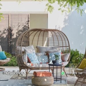 Daybed rotan sintetis terbaru bangku full bantalan gazebo rotan modern nataliving furniture