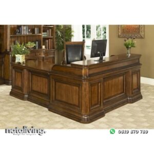 Meja kerja leter L meja direksi kayu jati terlaris nataliving furniture